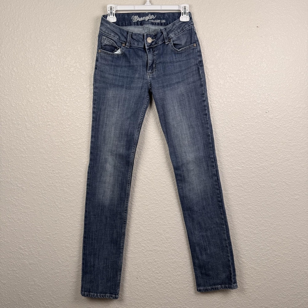 Wrangler Jeans Womens 3x36 (27x33) Blue Straight Leg Stretch 5-Pocket Zip Fly